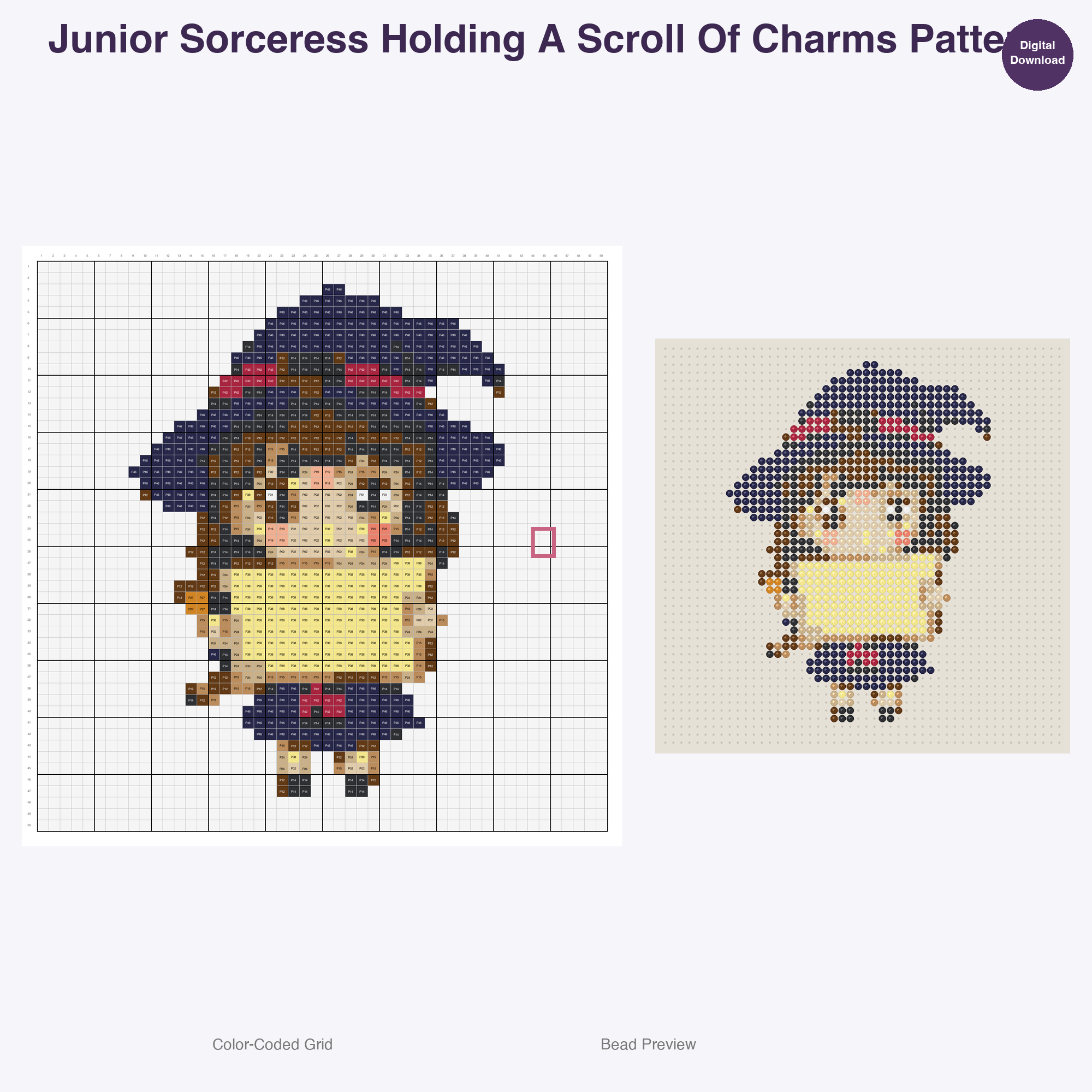 Young Fantasy Apprentices Perler Bead Patterns, 48 Designs x 3 Grid Sizes (29x29 + 50x50 + 128x128), Fuse Bead PDF Digital Download