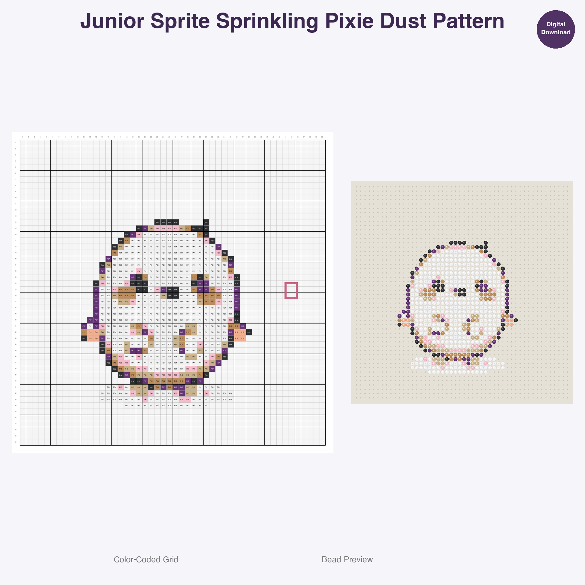 Young Fantasy Apprentices Perler Bead Patterns, 48 Designs x 3 Grid Sizes (29x29 + 50x50 + 128x128), Fuse Bead PDF Digital Download