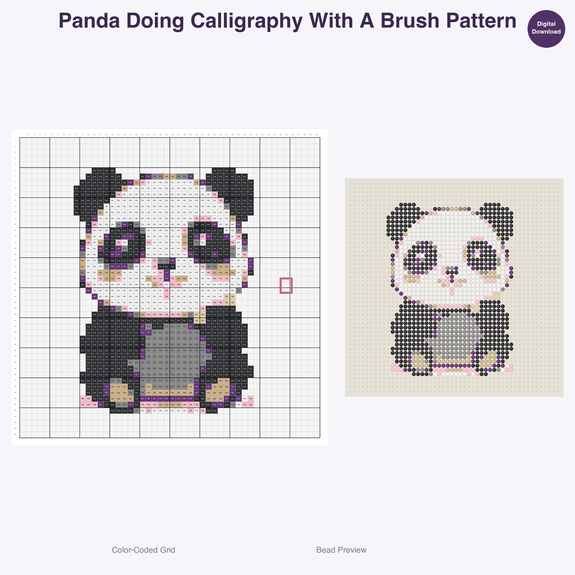 Zen Critters Hobbies Perler Bead Patterns, 48 Designs x 3 Grid Sizes (29x29 + 50x50 + 128x128), Fuse Bead PDF Digital Download