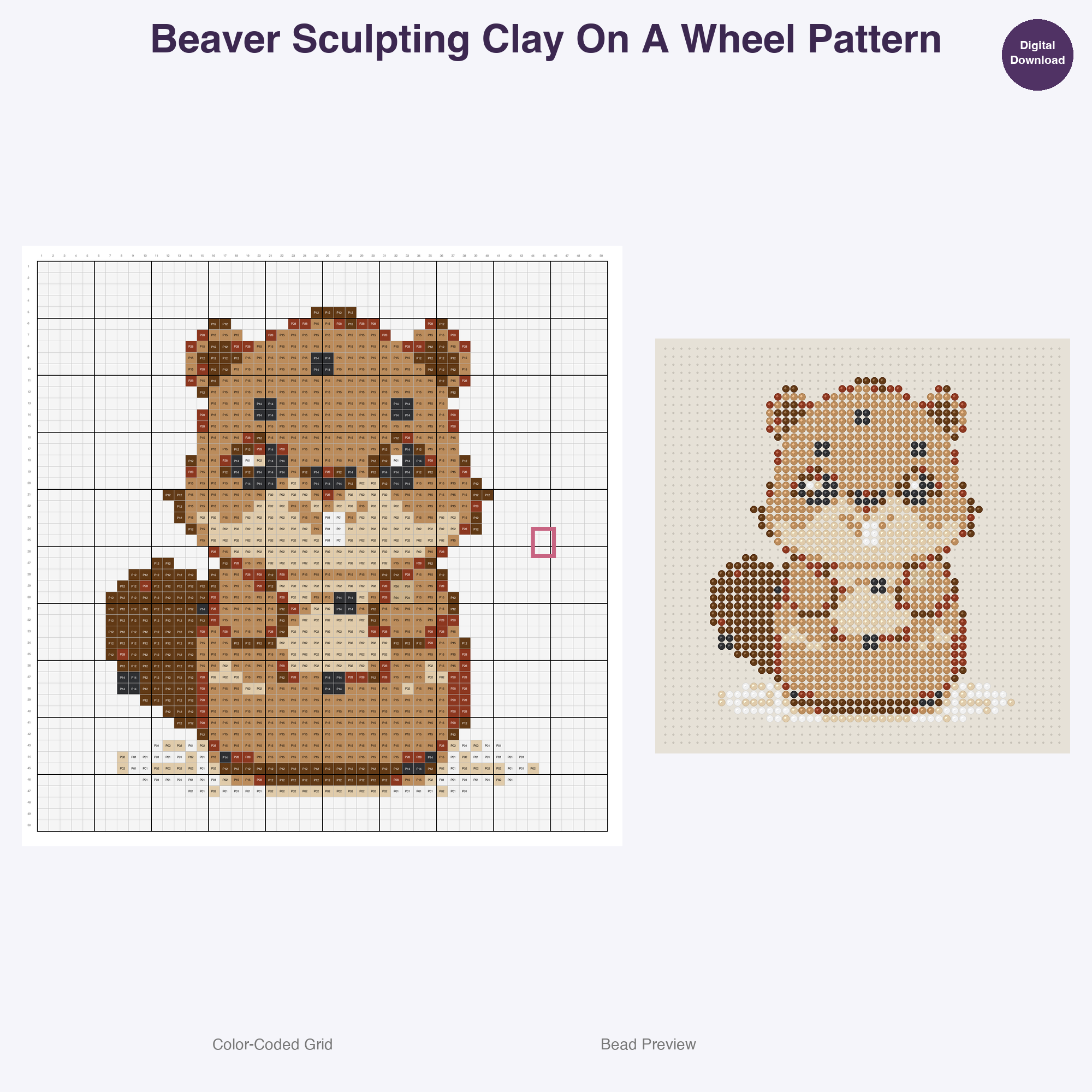 Zen Critters Hobbies Perler Bead Patterns, 48 Designs x 3 Grid Sizes (29x29 + 50x50 + 128x128), Fuse Bead PDF Digital Download