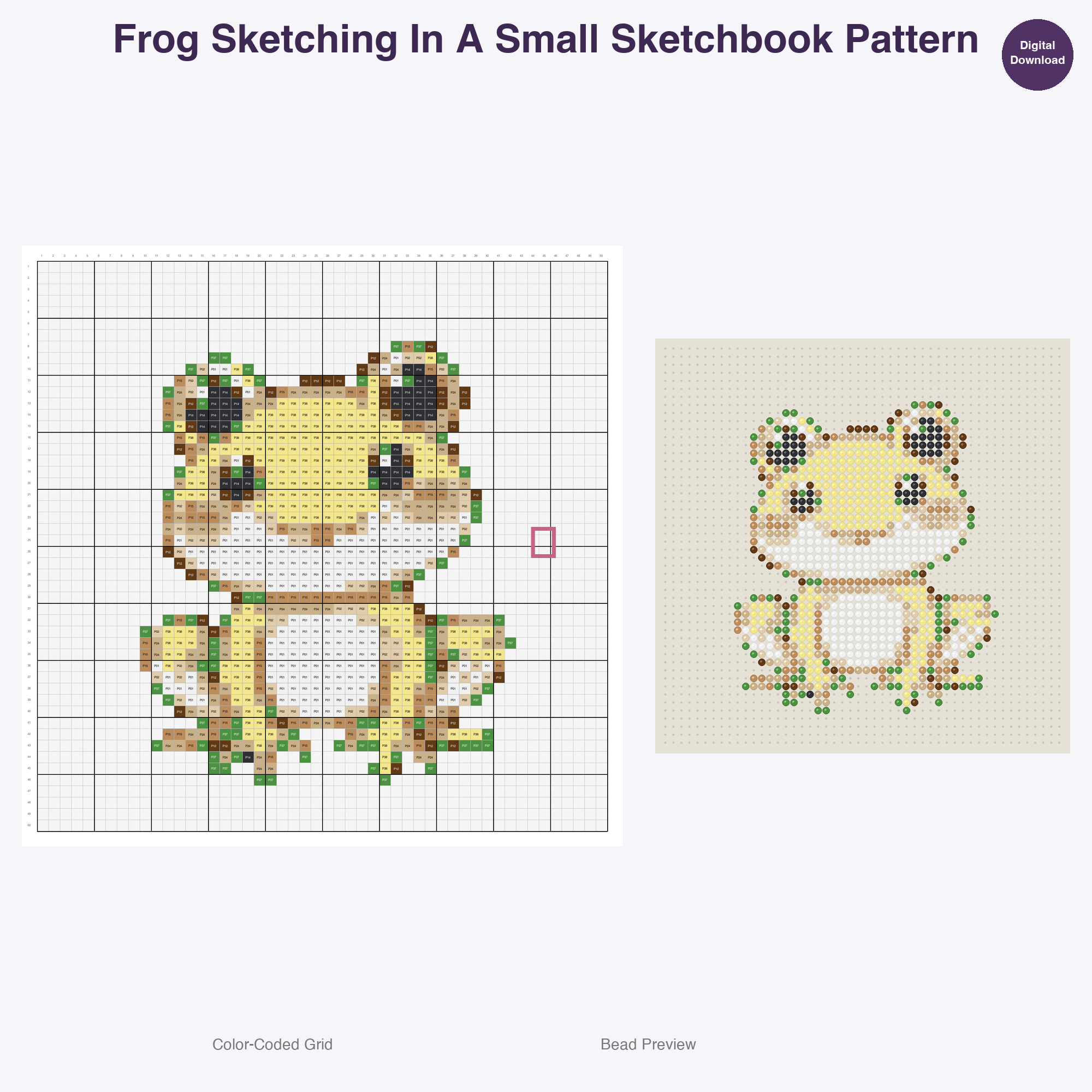 Zen Critters Hobbies Perler Bead Patterns, 48 Designs x 3 Grid Sizes (29x29 + 50x50 + 128x128), Fuse Bead PDF Digital Download