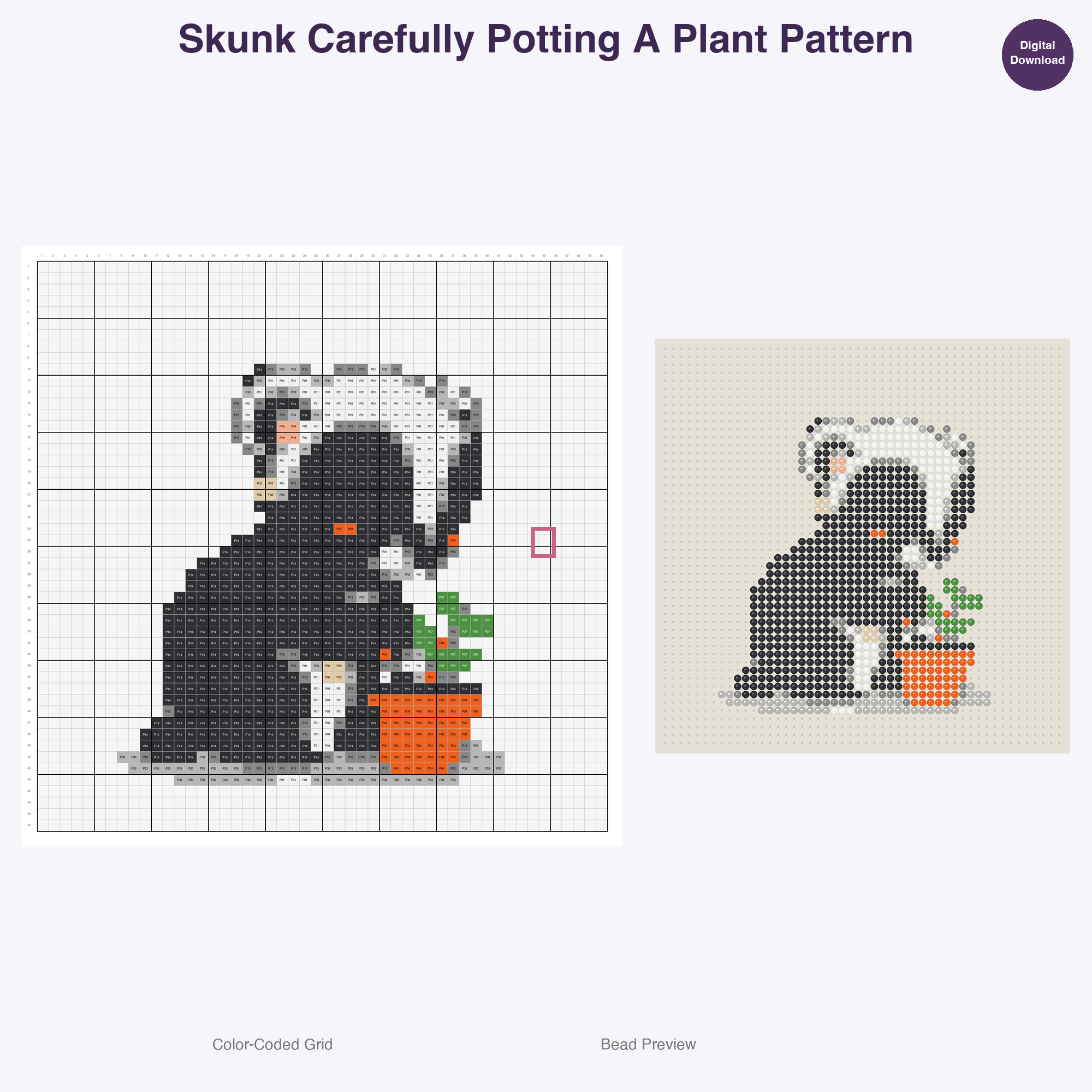 Zen Critters Hobbies Perler Bead Patterns, 48 Designs x 3 Grid Sizes (29x29 + 50x50 + 128x128), Fuse Bead PDF Digital Download