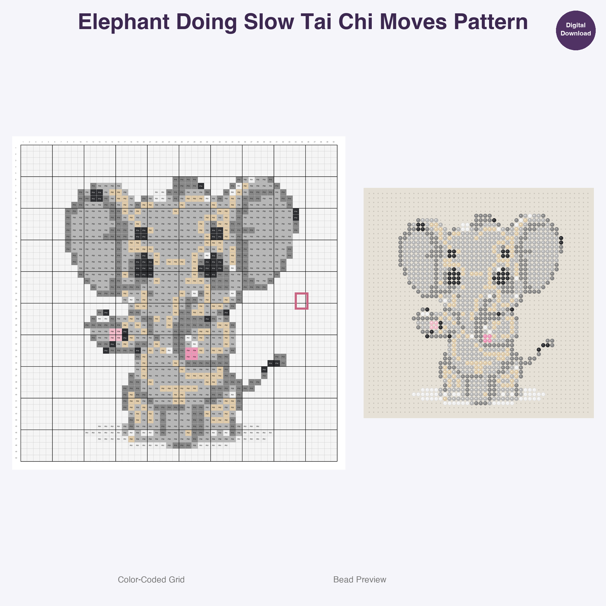 Zen Critters Hobbies Perler Bead Patterns, 48 Designs x 3 Grid Sizes (29x29 + 50x50 + 128x128), Fuse Bead PDF Digital Download