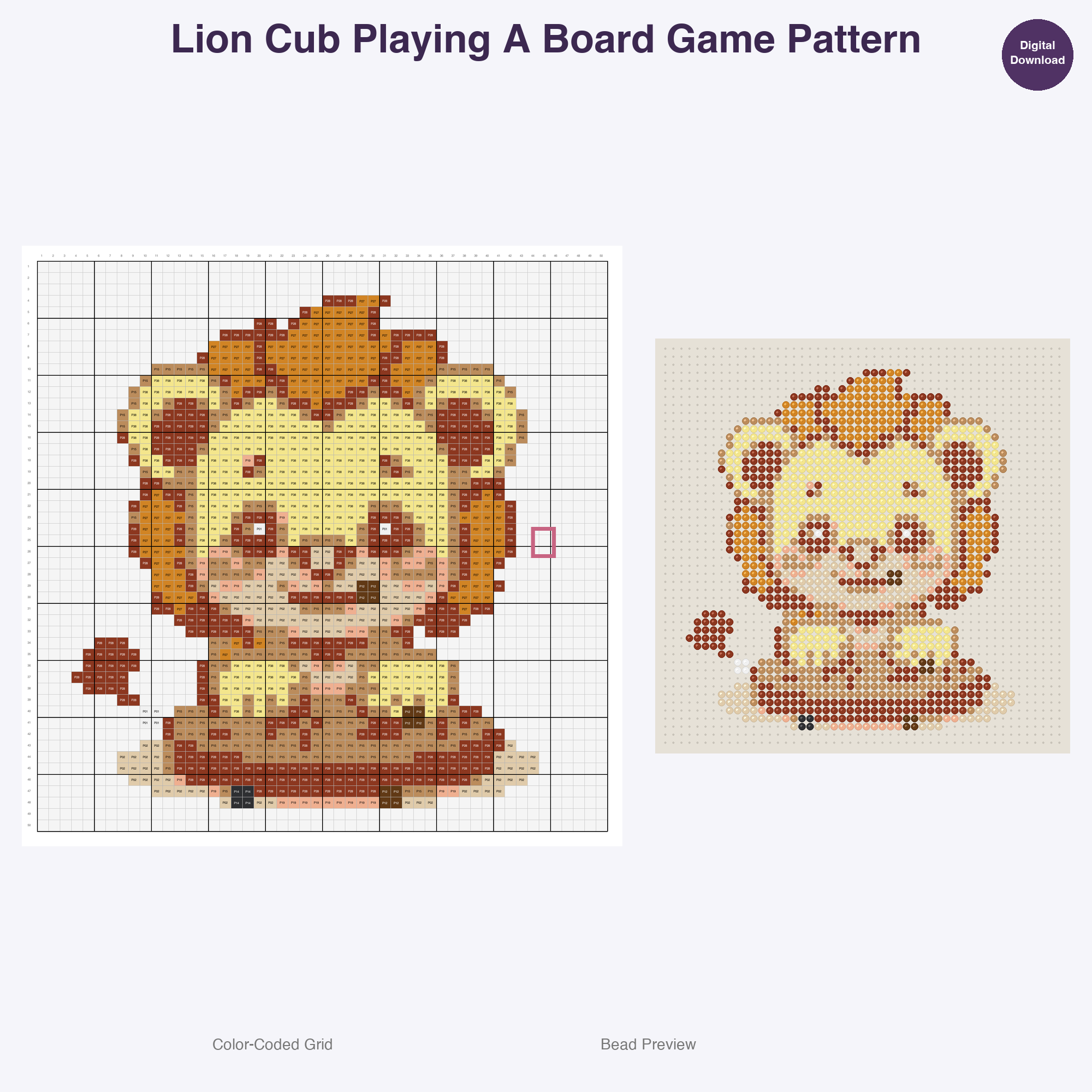 Zen Critters Hobbies Perler Bead Patterns, 48 Designs x 3 Grid Sizes (29x29 + 50x50 + 128x128), Fuse Bead PDF Digital Download