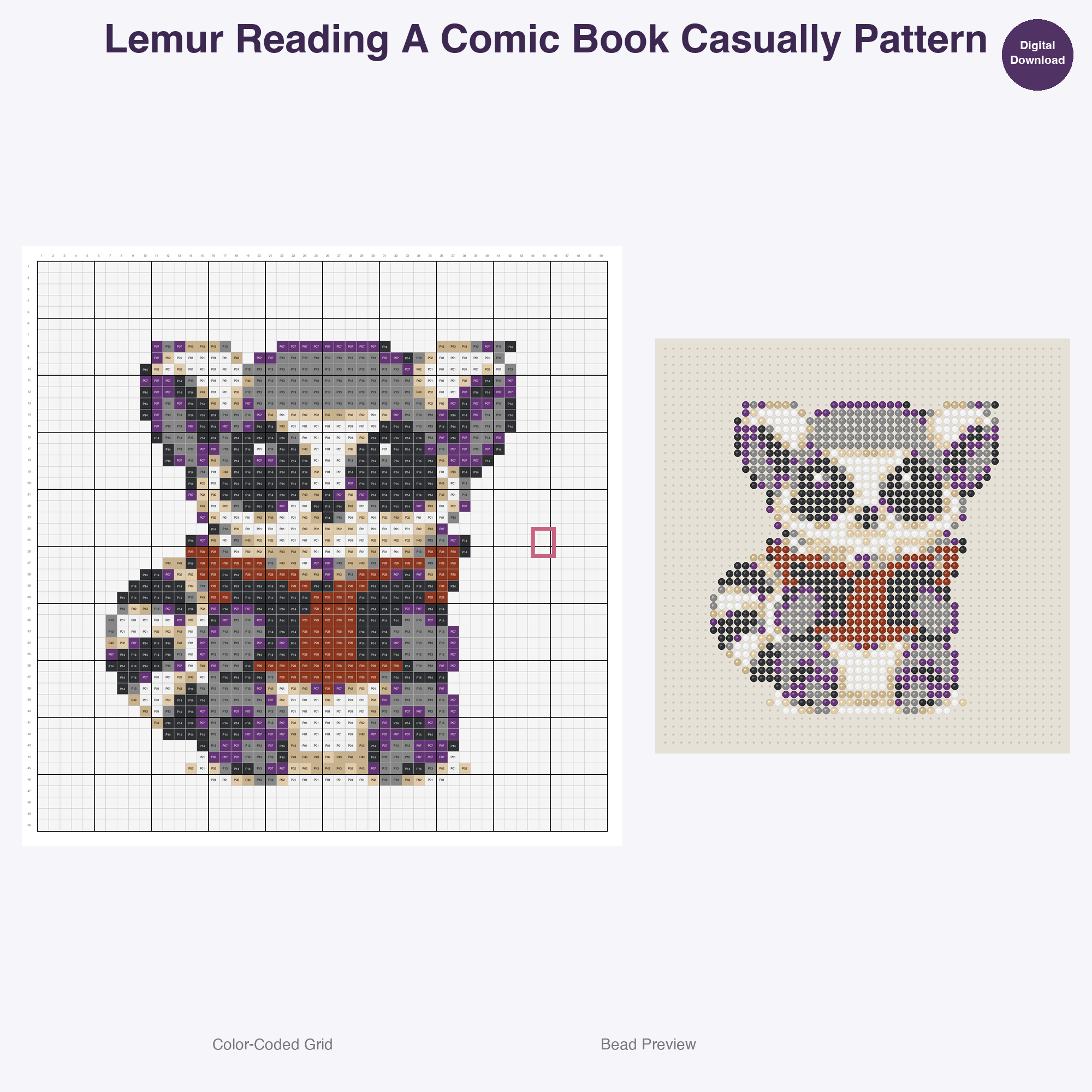 Zen Critters Hobbies Perler Bead Patterns, 48 Designs x 3 Grid Sizes (29x29 + 50x50 + 128x128), Fuse Bead PDF Digital Download