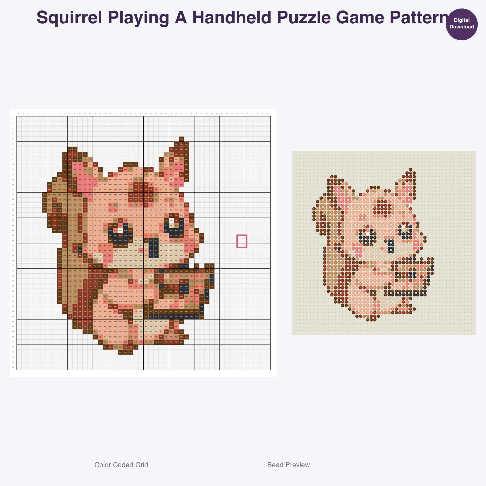Zen Critters Hobbies Perler Bead Patterns, 48 Designs x 3 Grid Sizes (29x29 + 50x50 + 128x128), Fuse Bead PDF Digital Download