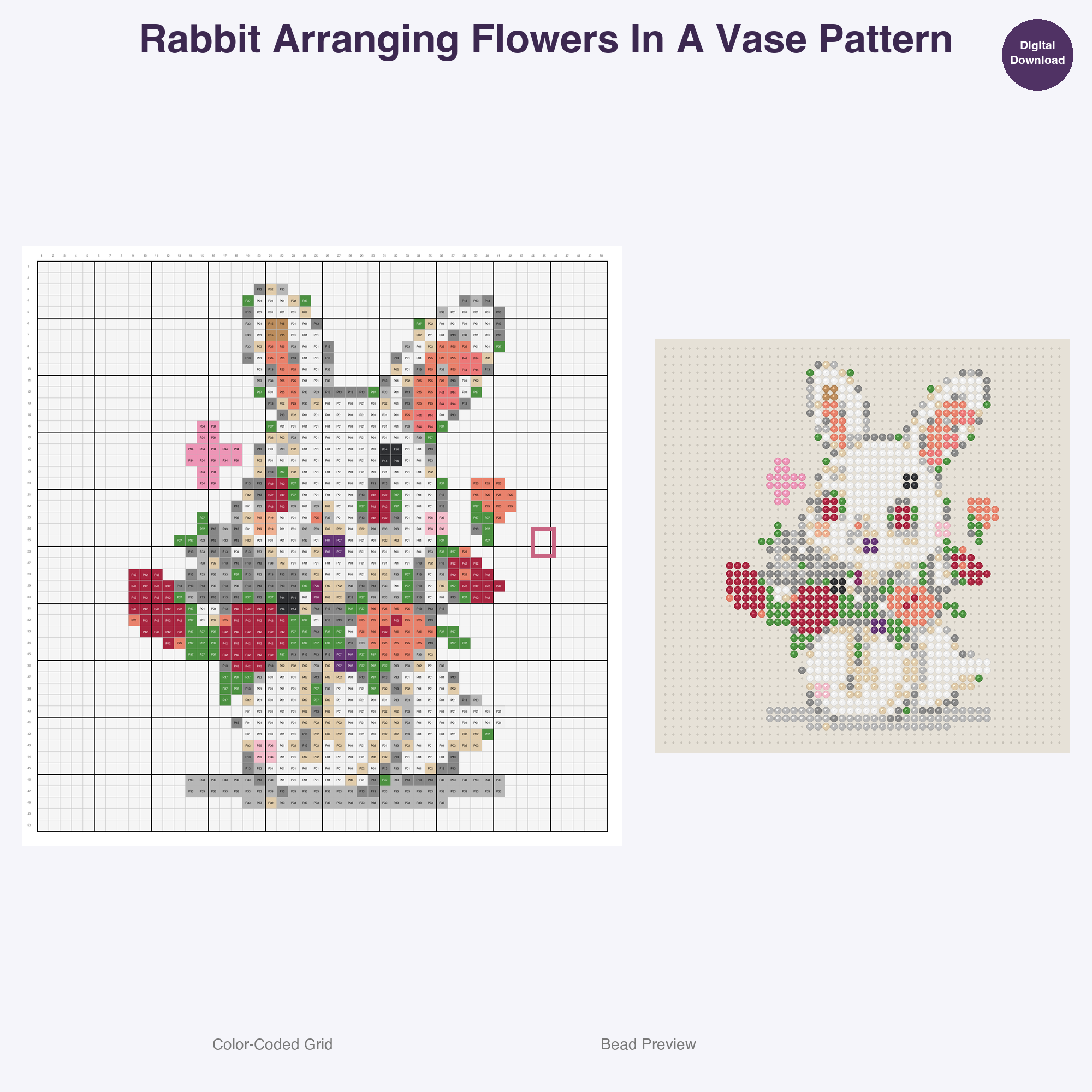 Zen Critters Hobbies Perler Bead Patterns, 48 Designs x 3 Grid Sizes (29x29 + 50x50 + 128x128), Fuse Bead PDF Digital Download