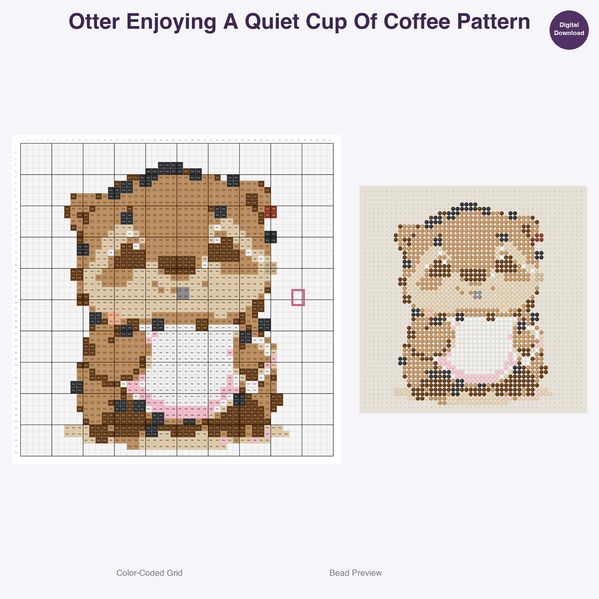 Zen Critters Hobbies Perler Bead Patterns, 48 Designs x 3 Grid Sizes (29x29 + 50x50 + 128x128), Fuse Bead PDF Digital Download
