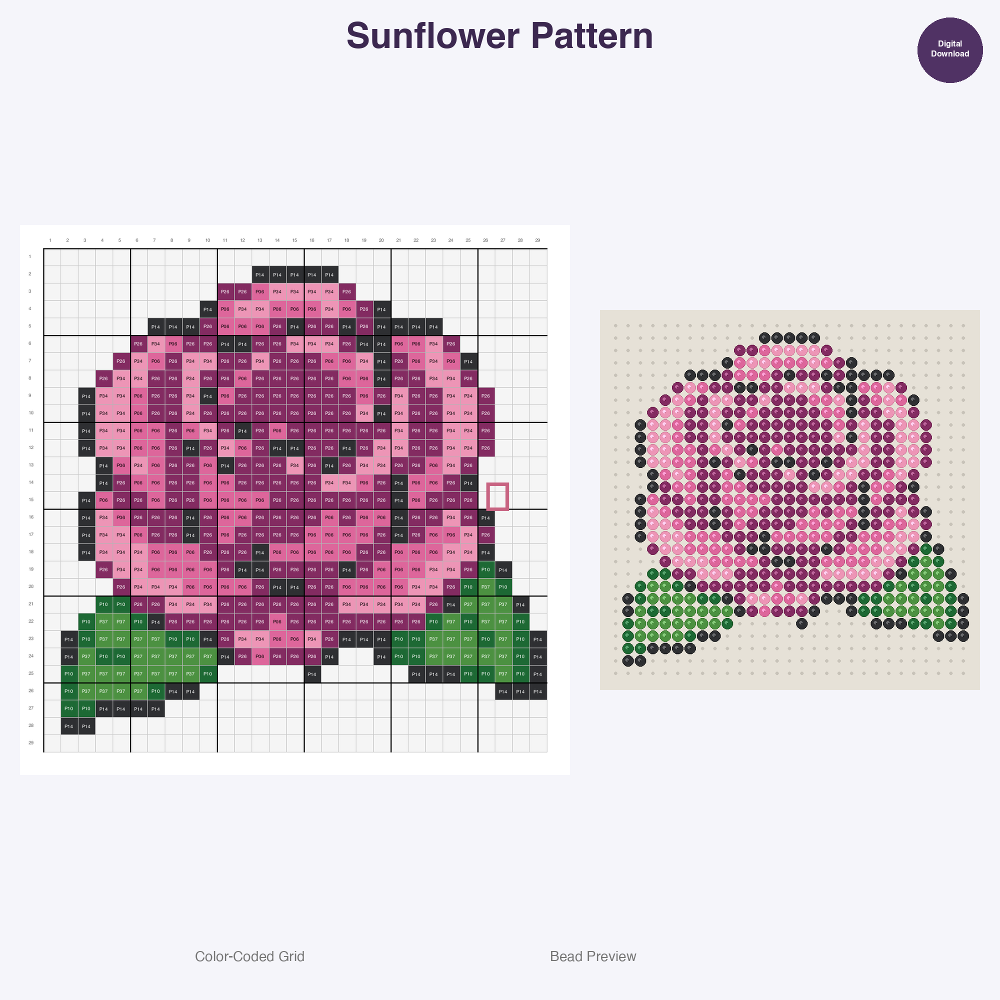 Plant Perler Bead Patterns Bundle, 48 Designs (PDF Digital Download)