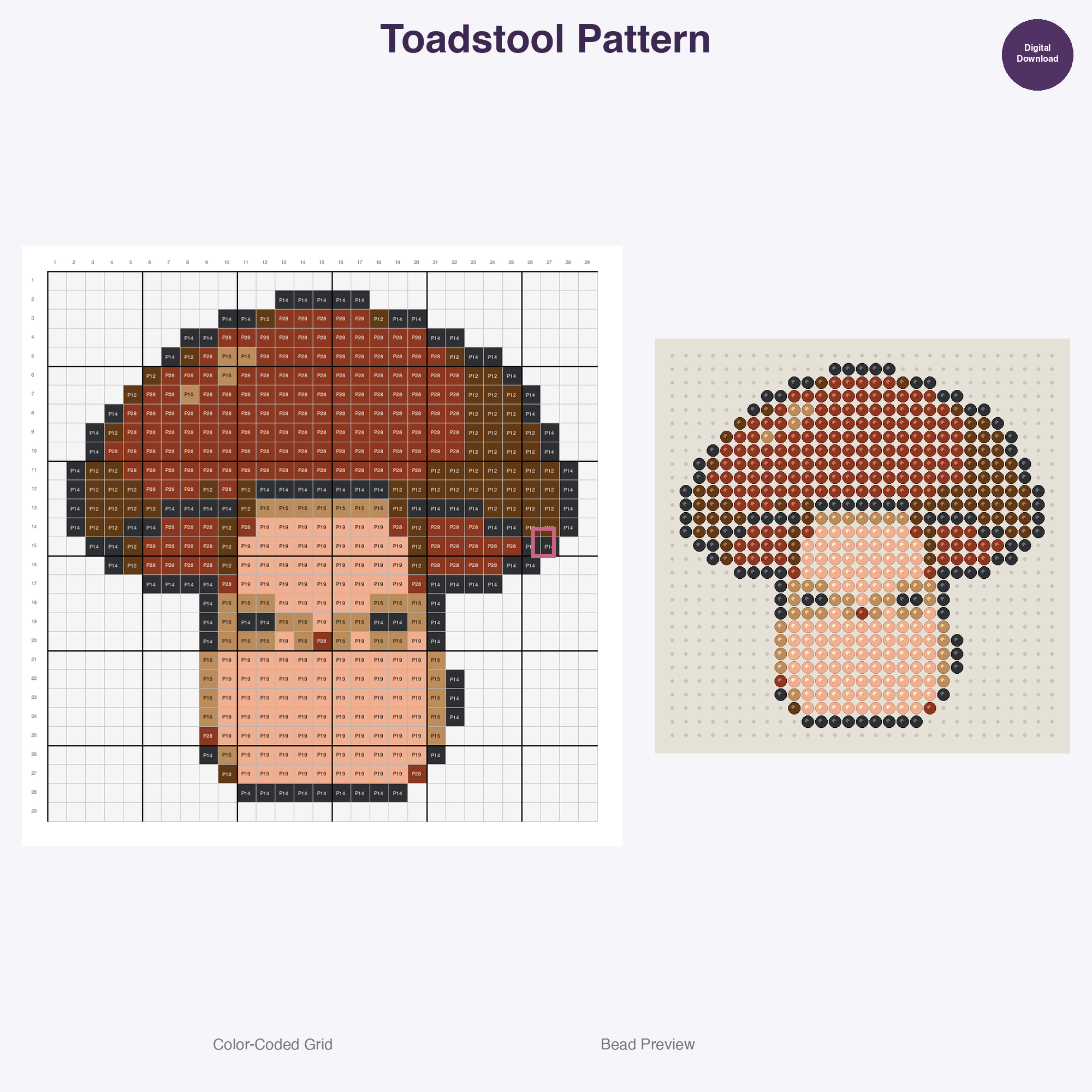 Mushrooms Perler Bead Patterns Bundle, 12 Designs (PDF Digital Download)