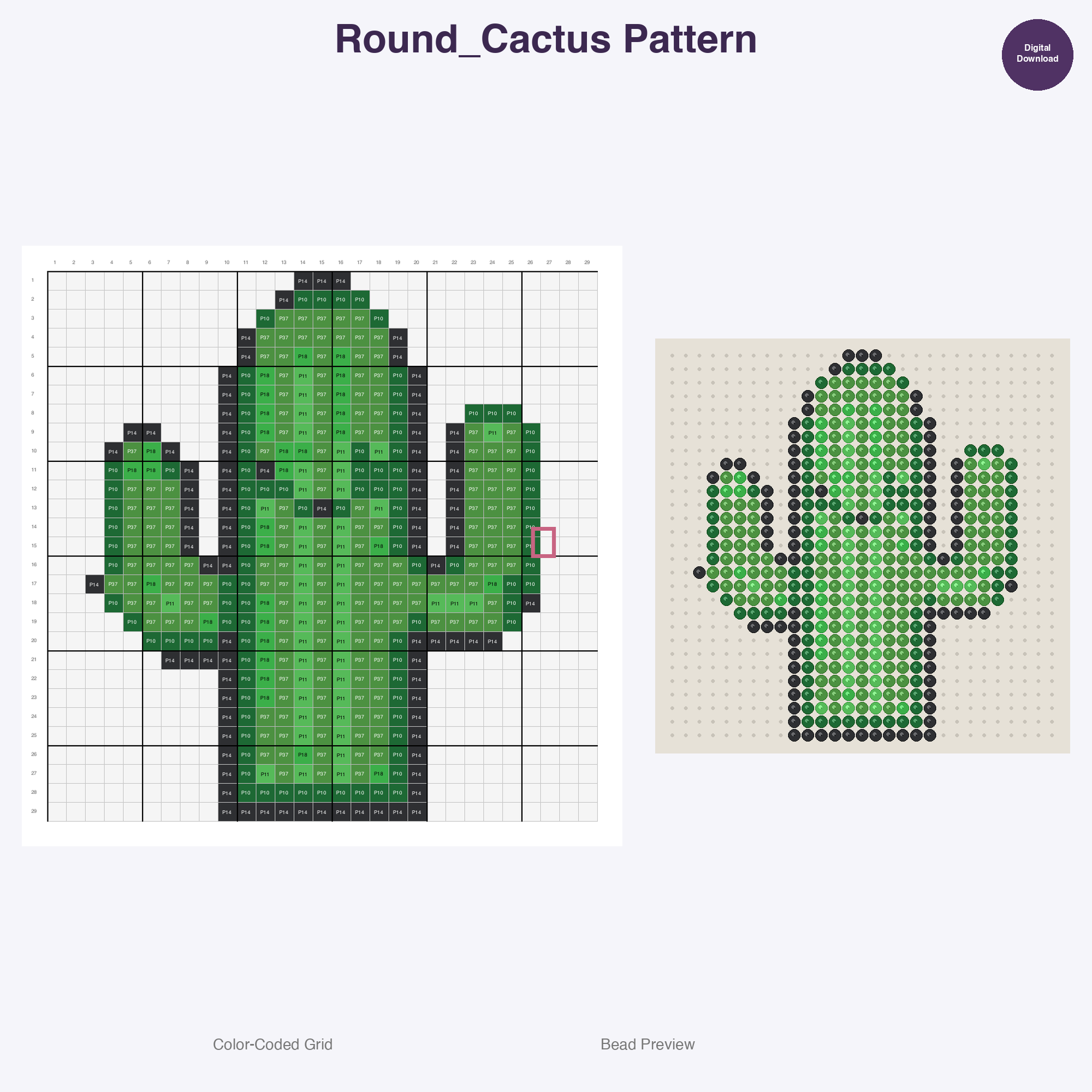 Succulents & Cacti Perler Bead Patterns Bundle, 12 Designs (PDF Digital Download)
