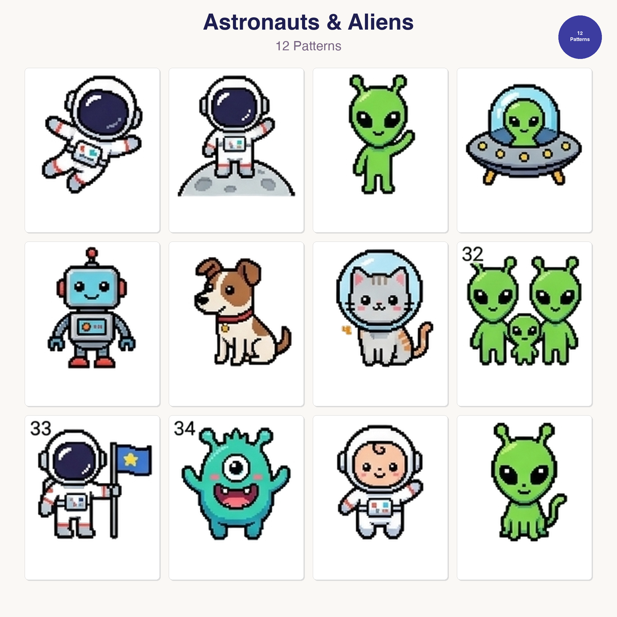 Space Perler Bead Patterns Bundle, 48 Designs (PDF Digital Download)