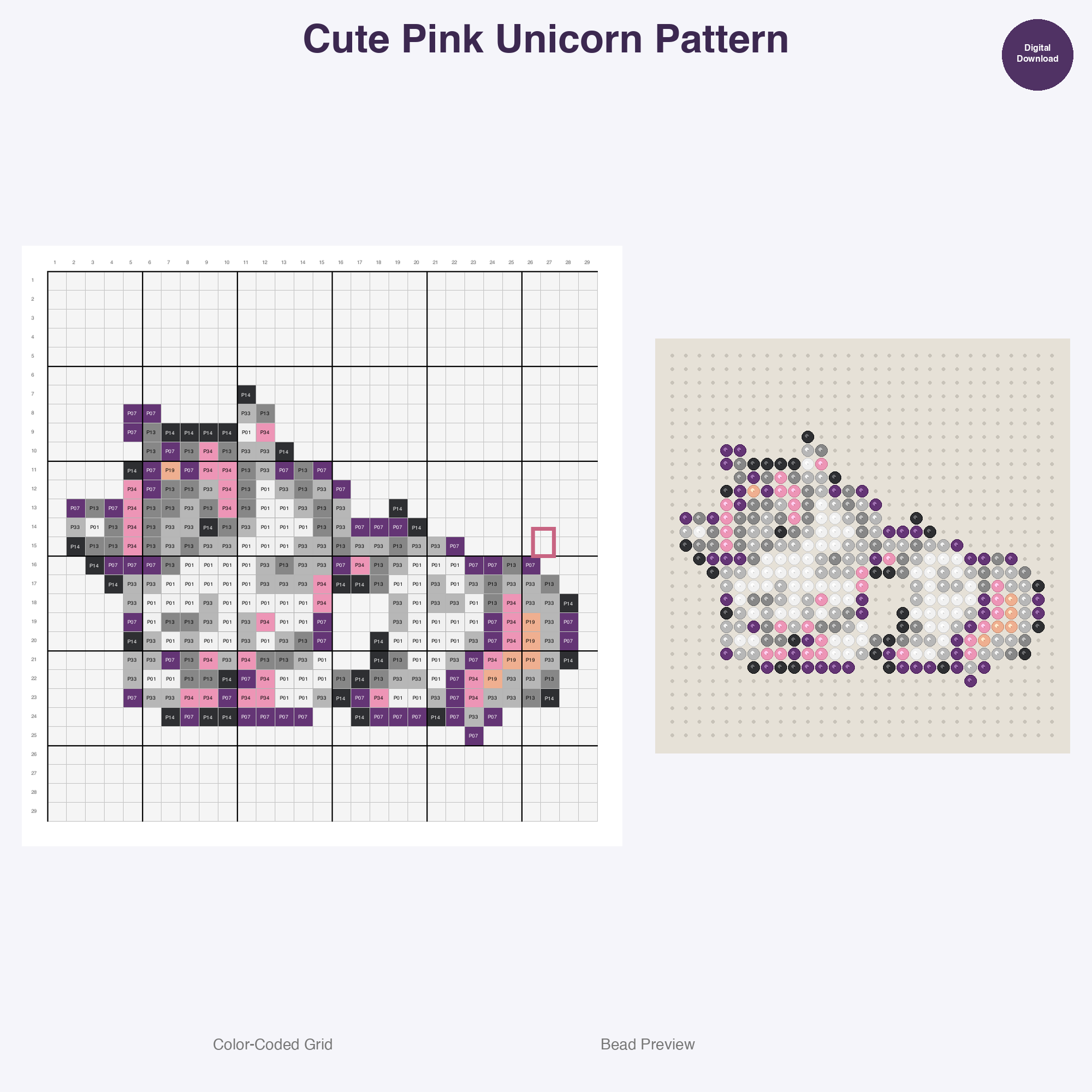 Unicorn & Fantasy Perler Bead Patterns Bundle, 48 Designs (PDF Digital Download)