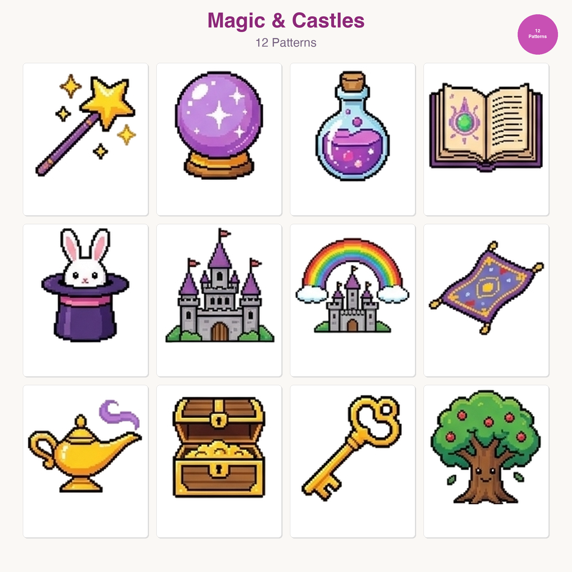 Unicorn & Fantasy Perler Bead Patterns Bundle, 48 Designs (PDF Digital Download)